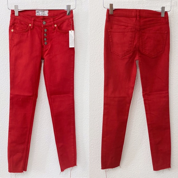 Free People Denim - Free People Skinny Button Fly Ankle Jeans